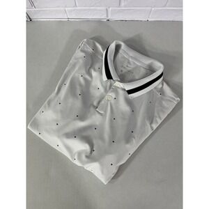 Nike Dri-Fit Golf Polo Mens Lg Micro‎ Print Shirt White Standard Fit